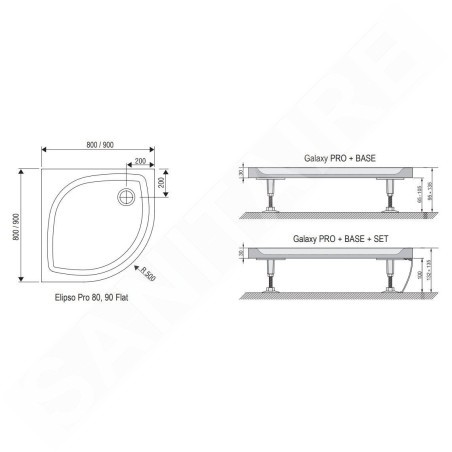 Ravak Galaxy Pro Flat - Receveur de douche, 900x900 mm, blanc XA237711010