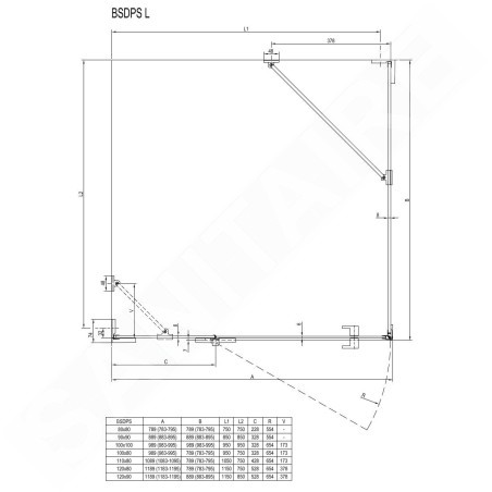 Ravak Brilliant - Cabine de douche BSDPS-120/90 L, 1183-1195x883-895 mm, chrome/verre clair 0ULG7A00Z1