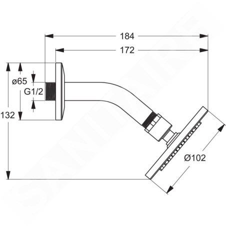 Ideal Standard Idealrain - Douche de tête diamètre 100 mm, avec bras, chrome B9436AA