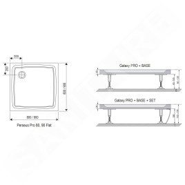 Ravak Galaxy Pro Flat - Receveur de douche, 800x800 mm, blanc XA034411010