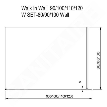 Ravak Walk-In - Paroi de douche Walk-in Wall 90, 900x2000 mm, aluminium brillant/verre transparent GW9W70C00Z1