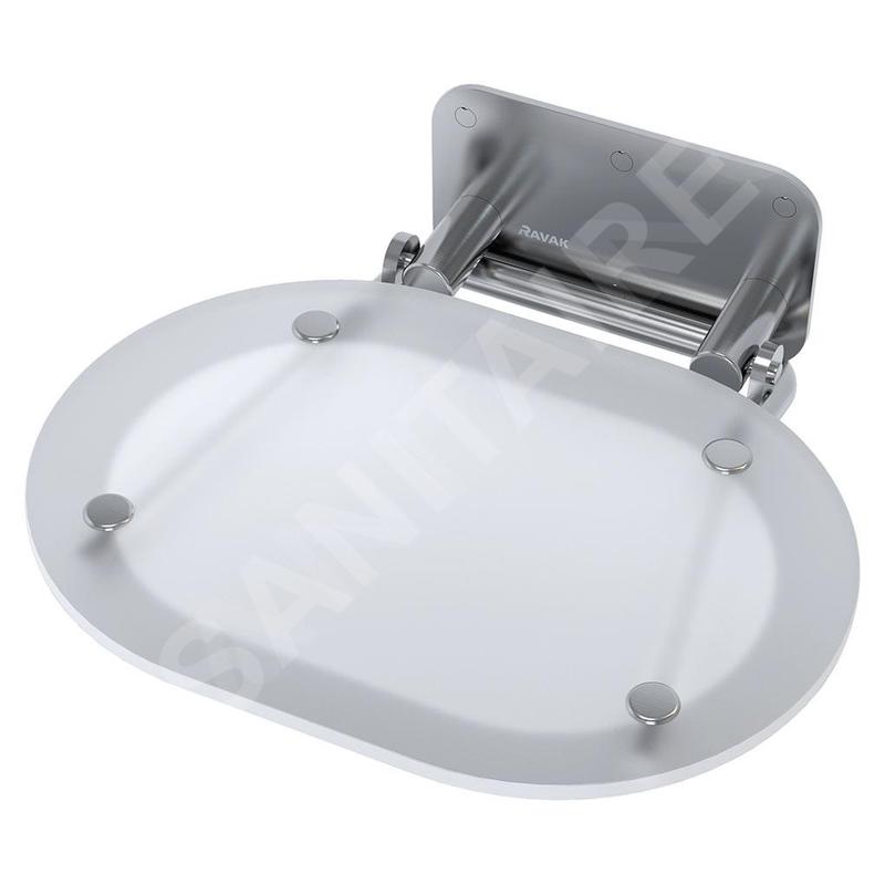 Ravak Ovo Chrome - Siège de douche 410x375 mm, inox / blanc B8F0000029 Ravak Ovo Chrome - Siège de douche 410x375 mm, inox / blanc B8F0000029