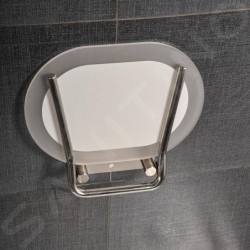 Ravak Ovo Chrome - Siège de douche 410x375 mm, inox / blanc B8F0000029