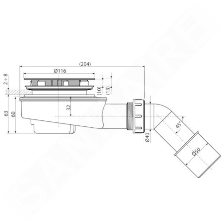 Alcadrain Accessoires - Kit de drainage diamètre 90 mm, hauteur réduite, chromé A491CR