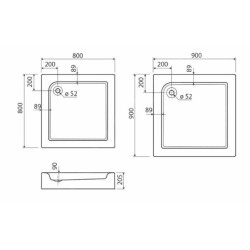 Kolo Standard Plus - Receveur de douche en acrylique, 900x900 mm, blanc XBK1490000