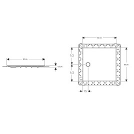 Geberit Setaplano - Receveur de douche plat, matériau minéral, 800x800 mm, blanc 154.260.11.1