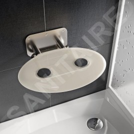 Ravak Ovo P II - Siège de douche Clear, 410x350 mm, inox/transparent B8F0000048