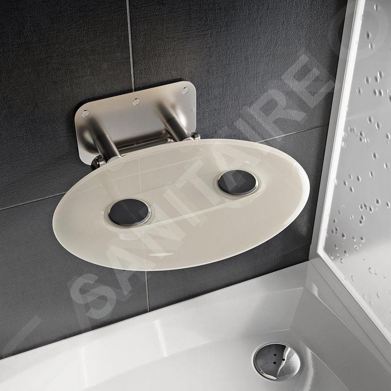 Ravak Ovo P II - Siège de douche Clear, 410x350 mm, inox/transparent B8F0000048