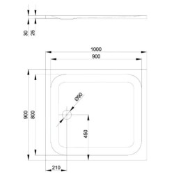 Bette Ultra - Receveur de douche 1000x900 mm, blanc 1660-000