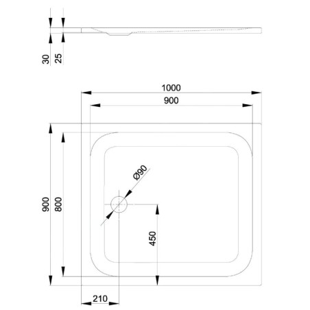 Bette Ultra - Receveur de douche 1000x900 mm, blanc 1660-000
