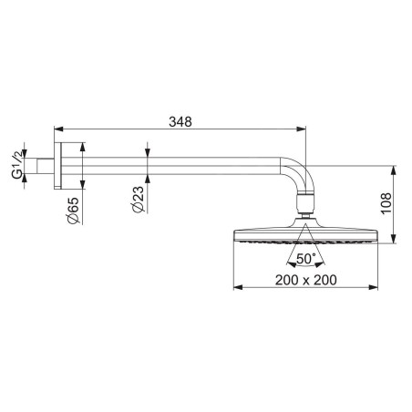 Hansa Basicjet - Douche de tête Style 200x200 mm bras de douche 350 mm, chrome 44360200