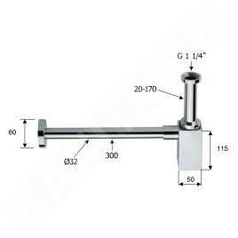Sapho Siphons - Siphon de lavabo, 1 1/4, sortie d'évacuation 32 mm, anguleux, noir mat SI415
