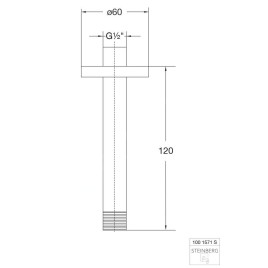 Steinberg 100 - Bras de douche au plafond, 120 mm, chrome 100 1571