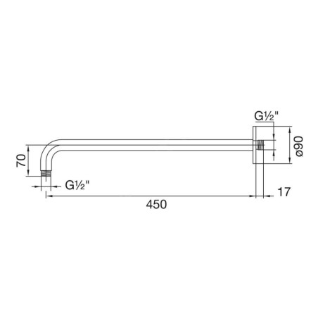 Steinberg 100 - Bras de douche, 450 mm, or rose 100 7910 RG