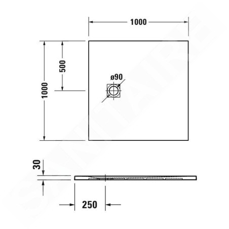 Duravit Sustano - Receveur de douche, 1000x1000 mm, DuraSolid, beige mat 720275640000000