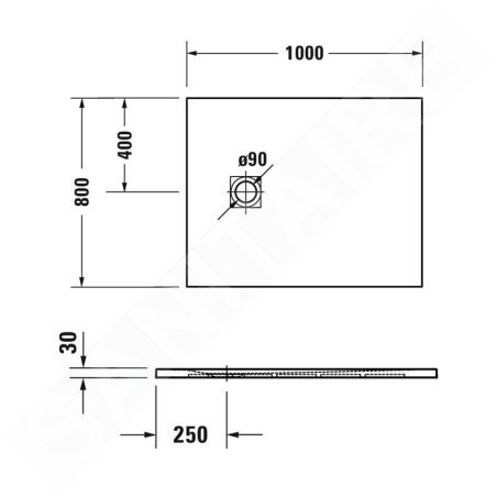 Duravit Sustano - Receveur de douche 1000x800 mm, DuraSolid, crème matte 720273620000000