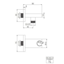 Steinberg 135 - Coude de raccordement de douche avec support, noir 135 1667 1 S