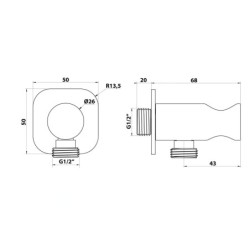 Sapho Douches - Montant mural avec support, chrome SG403