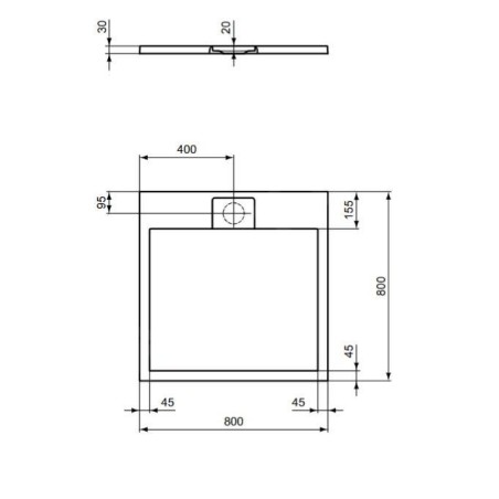 Ideal Standard i.Life - Receveur de douche 80x80 cm, Anti-Slip, noir T5229FV