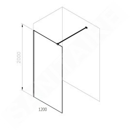 Ravak Walk-In - Paroi de douche Walk-In, 120x200 cm, noir/verre clair GW9WG0300Z1C