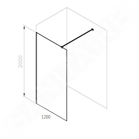 Ravak Walk-In - Paroi de douche Walk-In, 120x200 cm, noir/verre clair GW9WG0300Z1C