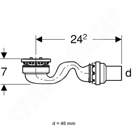 Geberit Sestra - Garniture de vidage pour receveurs, hauteur du robinet 30 mm 550.019.00.1