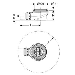 Geberit Accessoires - Garniture d’évacuation de douche d90 avec cache de la bonde d’évacuation, chrome 150.551.21.1