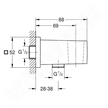 Grohe Euphoria Cube - Coude mural avec support, Hard Graphite brossé 26370AL0