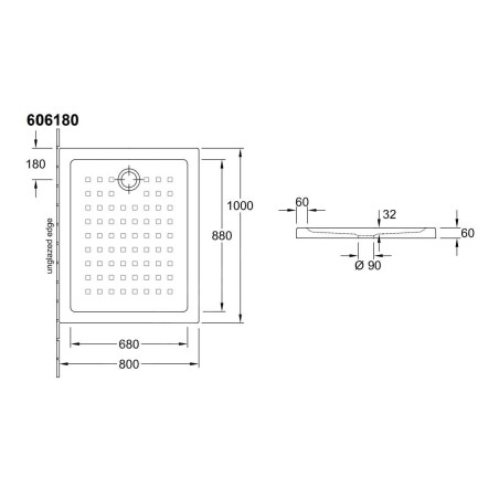 Villeroy & Boch O.novo - Receveur de douche, 800x1000 mm, blanc alpin 60618001