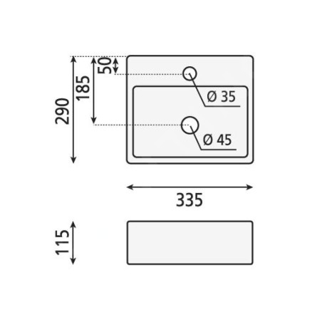 Sapho Small - Lave-mains GIULIA, 335x290 mm, avec un trou pour robinet, blanc BH7002