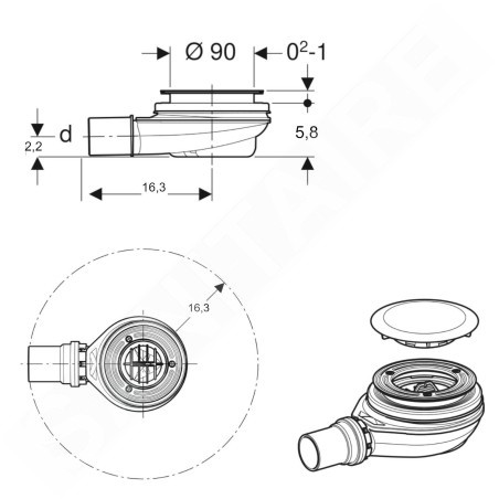 Geberit Accessoires - Kit de vidange, avec couvercle de soupape de vidange, chrome brillant 150.583.21.1