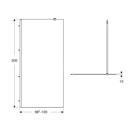 Geberit GEO - Paroi de douche Walk-In, 100x200 cm, argent/verre clair 560.139.00.2