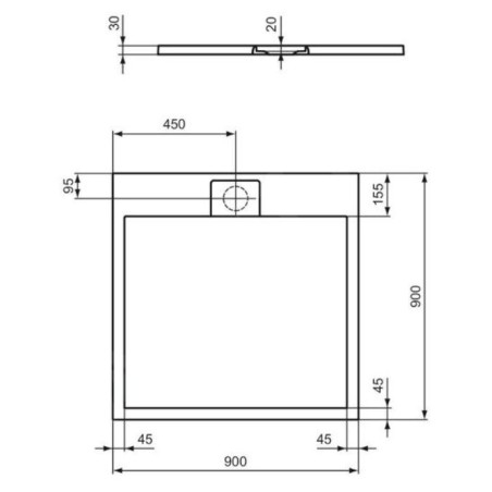 Ideal Standard i.Life - Receveur de douche 90x90 cm, Anti-Slip, noir T5227FV