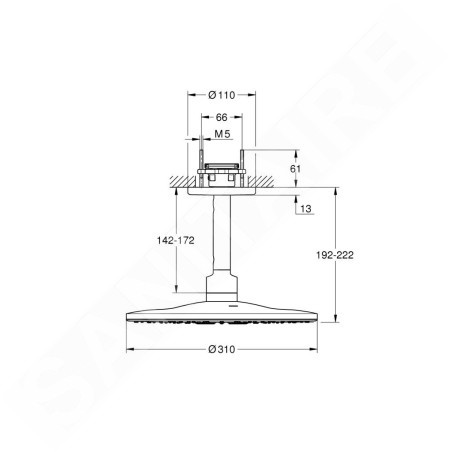 Grohe Rainshower SmartActive - Douche de tête 310, bras de douche 142 mm, 2 jets, chrome 26477000