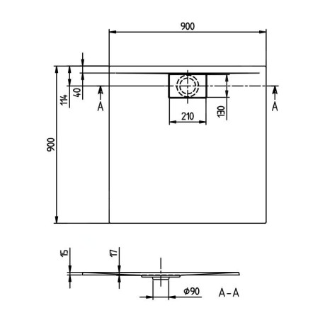 Villeroy & Boch Architectura MetalRim - Receveur, 900x900 mm, blanc alpin UDA9090ARA115V-01