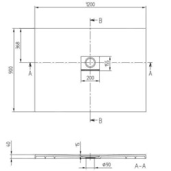 Villeroy & Boch Squaro Infinity - Receveur de douche, 900x1200 mm, Quaryl, Stone White UDQ1290SQI2V-RW