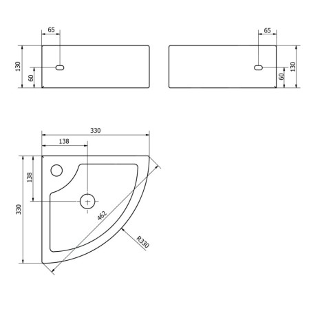 Sapho Lavabos - Lave-mains d'angle Gynt 330x330 mm, avec un trou pour robinet, blanc AR154