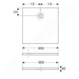 Geberit Olona - Receveur de douche 900x900 mm, blanc 550.751.00.1