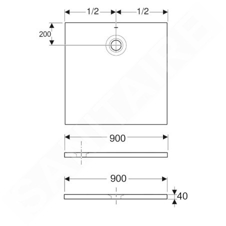 Geberit Olona - Receveur de douche 900x900 mm, blanc 550.751.00.1