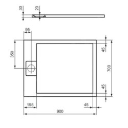 Ideal Standard i.Life - Receveur de douche 90x70 cm, Anti-Slip, gris T5237FS