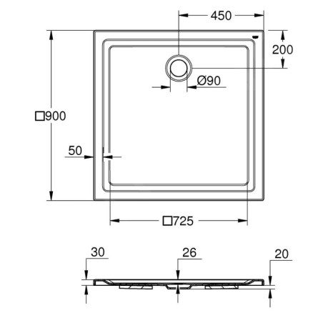Grohe Receveurs - Receveur en acrylique 900x900 mm, blanc alpin 39301000