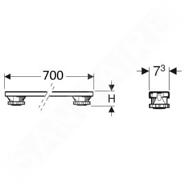 Geberit Accessoires - Kit pour montage brut 700 mm, hauteur de 6-12 cm, pour les receveurs jusqu'à 1400 mm 554.958.00.1