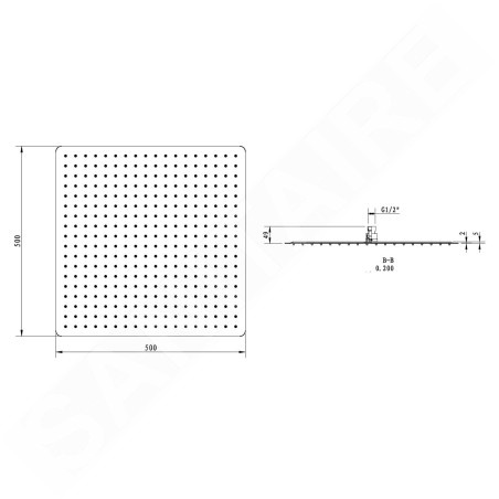 Sapho Slim - Douche de tête Slim, 500x500 mm, inox poli MS565