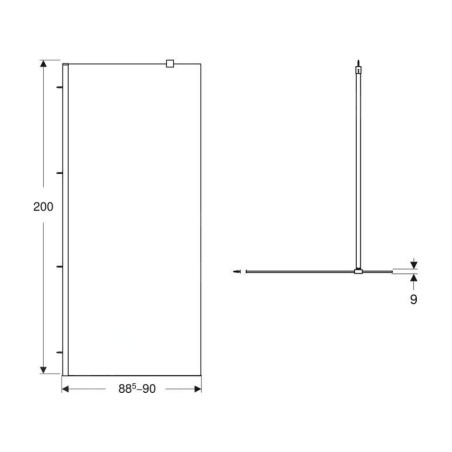 Geberit GEO - Paroi de douche Walk-In, 90x200 cm, argent/verre clair 560.129.00.2