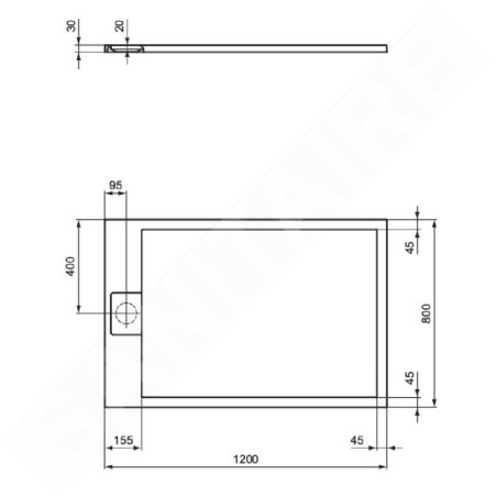 Ideal Standard i.Life - Receveur de douche 120x80 cm, Anti-Slip, noir T5220FV