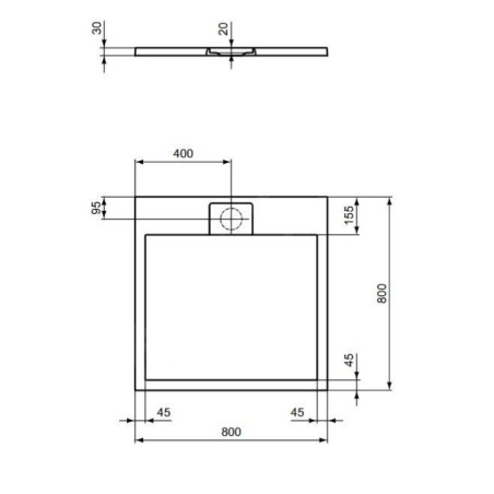 Ideal Standard i.Life - Receveur de douche 80x80 cm, Anti-Slip, gris T5229FS