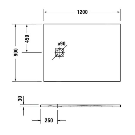 Duravit Sustano - Receveur de douche 1200x900 mm, DuraSolid, gris mat 720277630000000