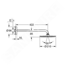 Grohe Rainshower - Douche de tête Cosmopolitan, bras de douche 422 mm, chrome 26171000