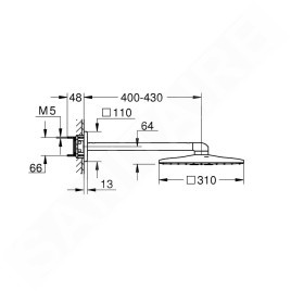 Grohe Rainshower SmartActive Cube - Douche de tête 310, bras de douche 430 mm, 2 jets, blanc lunaire 26479LS0