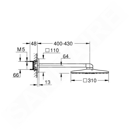 Grohe Rainshower SmartActive Cube - Douche de tête 310, bras de douche 430 mm, 2 jets, blanc lunaire 26479LS0